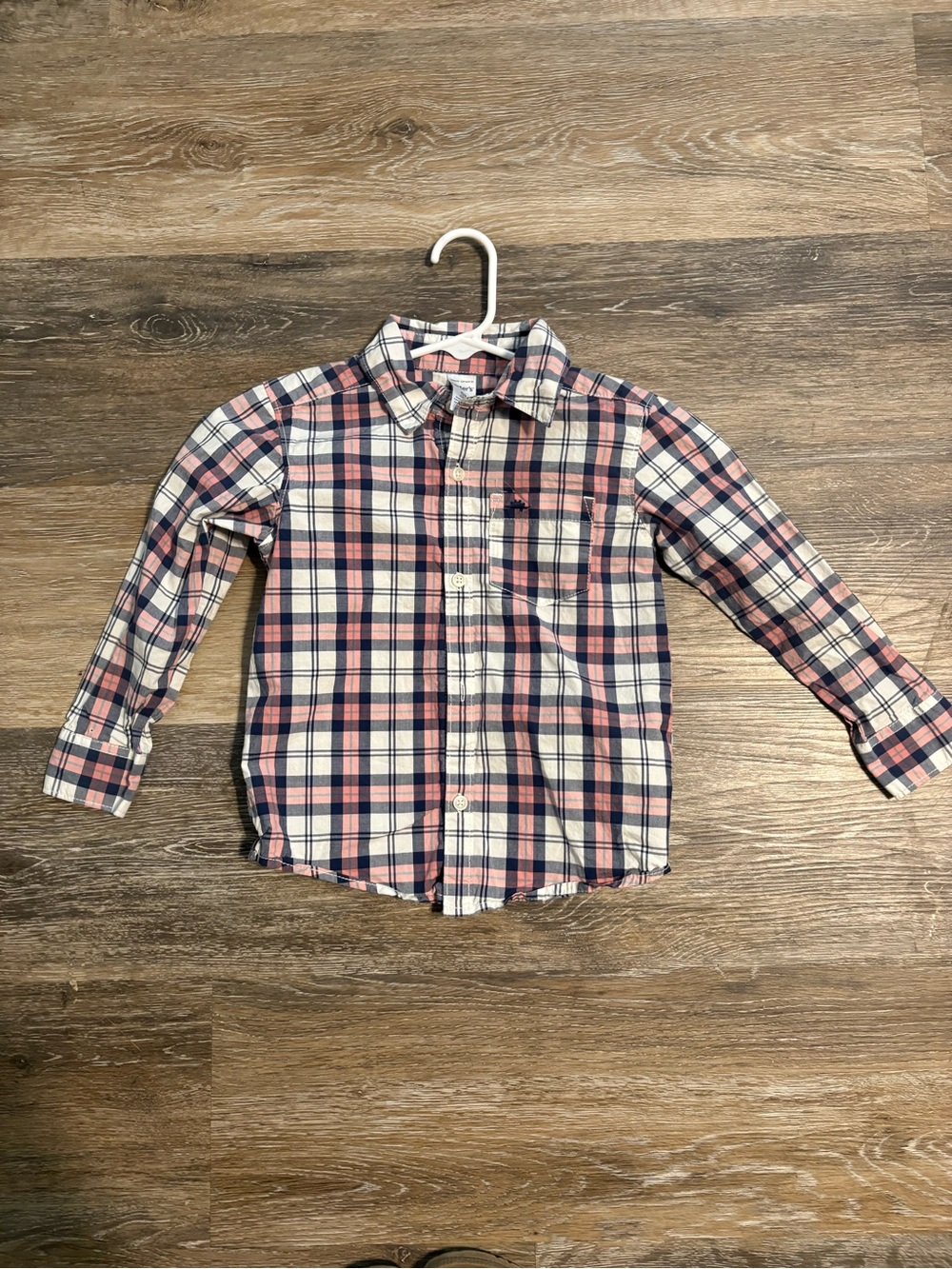 Carter's Pink & Navy Plaid Button-Down Shirt